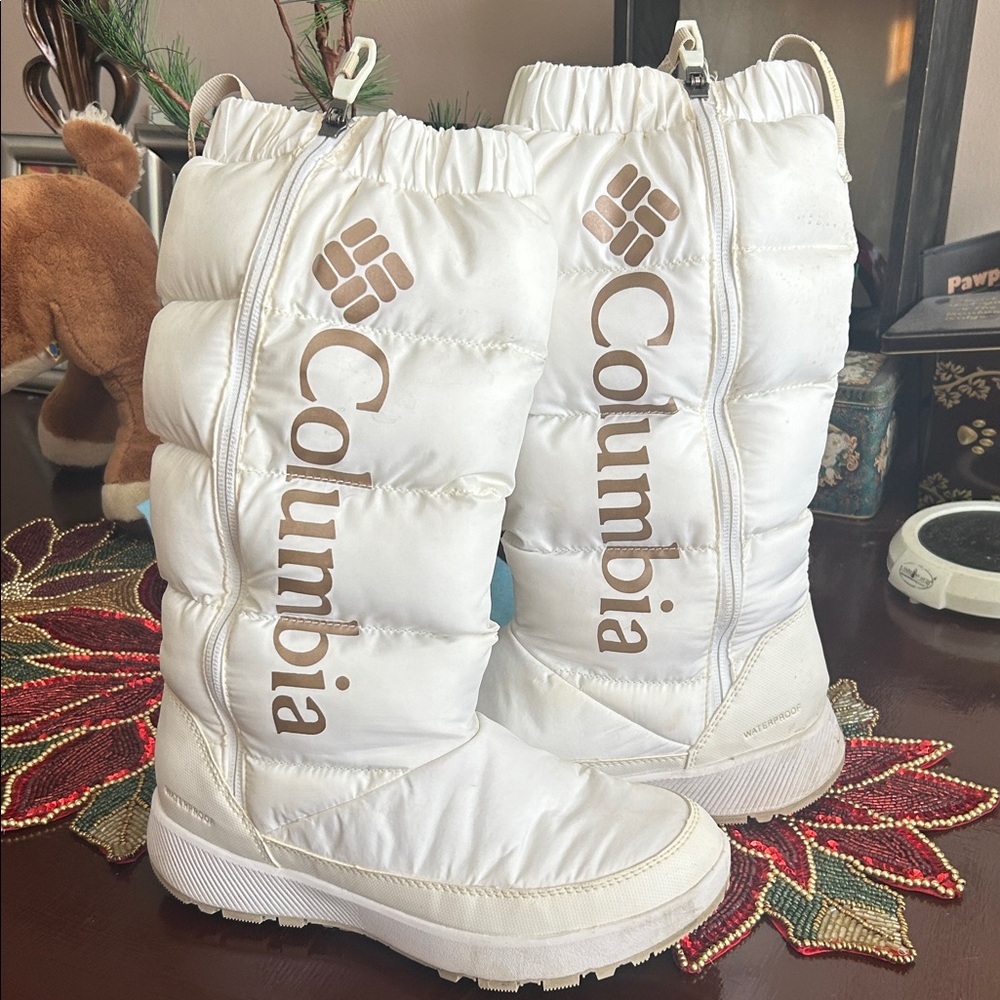 Columbia Paninaro Omni-heat tall white boots🤍🤍🤎🤎